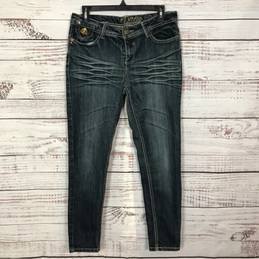 DEREON Jeans casual Y2K embroidered dark wash size 11 vintage skinny jeans‎